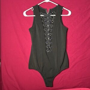 NUDE Black Lace-Up Women’s size Medium Bodysuit